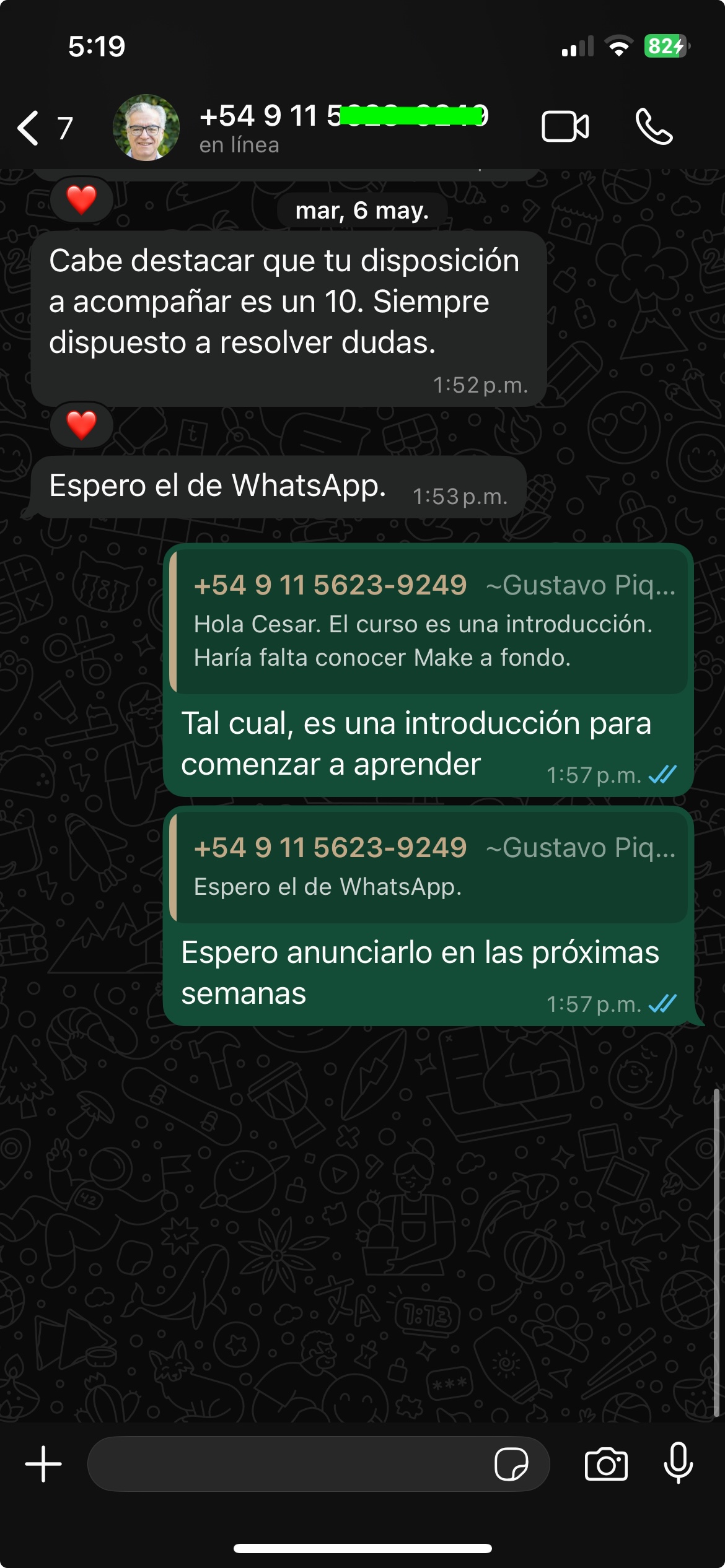 Testimonio de WhatsApp