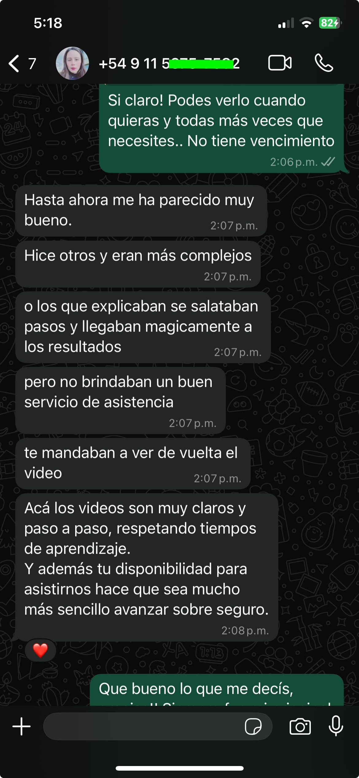 Testimonio de WhatsApp