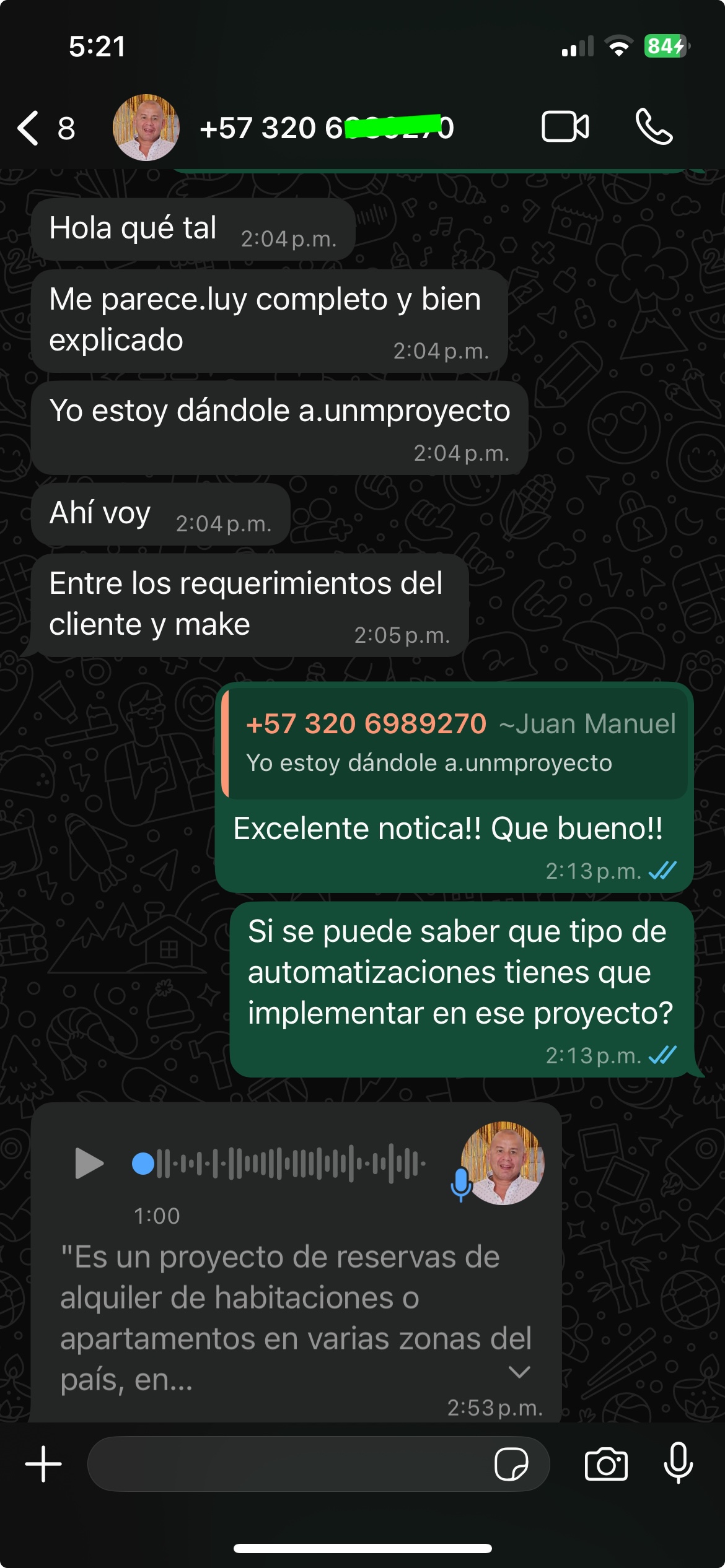 Testimonio de WhatsApp