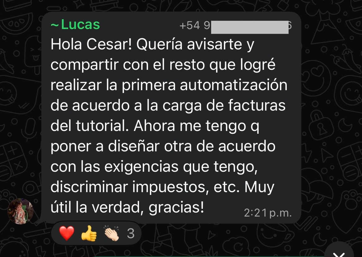 Testimonio de WhatsApp