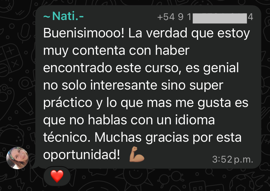 Testimonio de WhatsApp