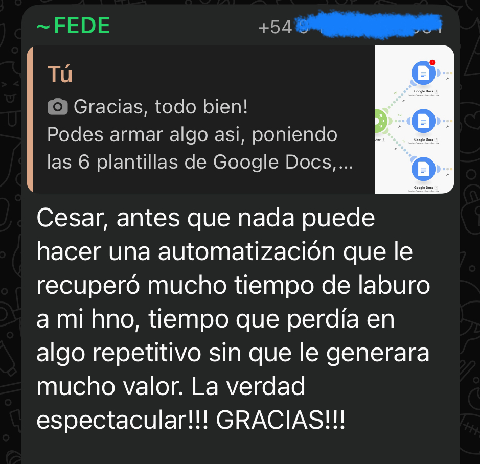 Testimonio de WhatsApp